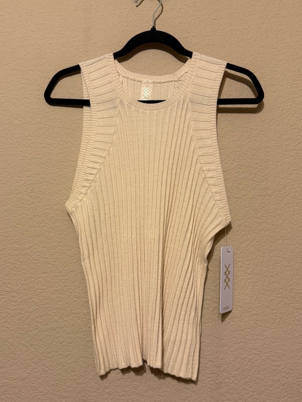 RHONE Women’s Porto Merino Wool Blend Sweater Vest Sleeveless Cream Sz L NWT - Picture 3 of 9